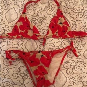 Salinas brand red and white hearts bikini